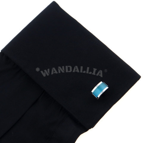 WANDALLIA Spinki do mankietów SP-MN-238 Prostokątne Srebrne Stylowe Męskie