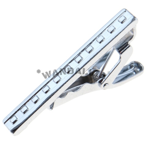 WANDALLIA Spinka do Krawata SP-KR-21 Srebrna Klasyczna Męska Krótka dł.4cm