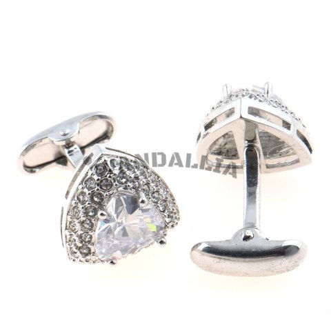 WANDALLIA Spinki do mankietów SP-MN-680 Trójkątne Srebrne Klasyczne Męskie