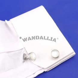 WANDALLIA Spinki do mankietów SP-MN-712 Okrągłe Srebrne Klasyczne Męskie