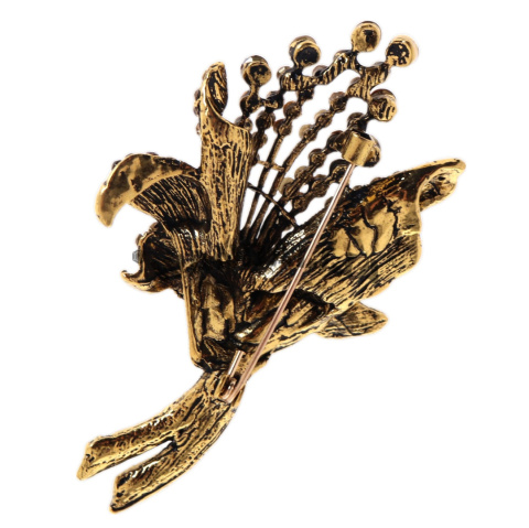 WANDALLIA Broszka Kwiat Lilia Złota Damska Wieczorowa Stylowa BRO-KWT-35