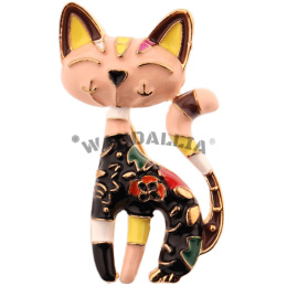 WANDALLIA Broszka Kot Egipski Czarny Kotek Emaliowana Damska Wizytowa BRO-ZWR--2