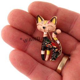 WANDALLIA Broszka Kot Egipski Czarny Kotek Emaliowana Damska Wizytowa BRO-ZWR--2