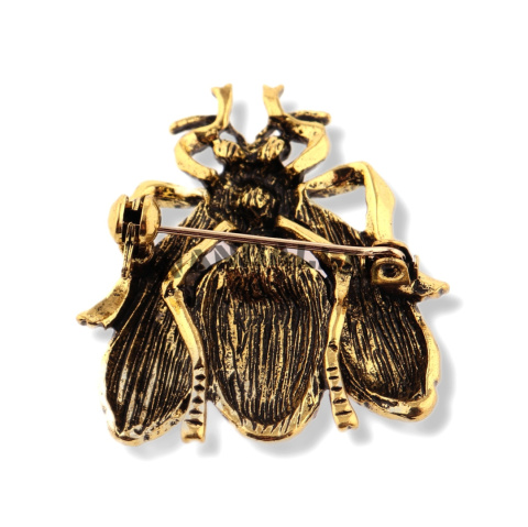 WANDALLIA Broszka Żuk Trzmiel Owad Złota Damska Klasyczna Stylowa