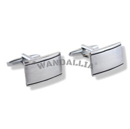 WANDALLIA Spinki do mankietów Prostokątne Srebrne Ślubne Męskie