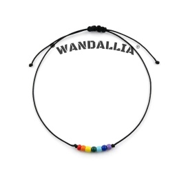 WANDALLIA Bransoletka Sznurkowa Czarna Koralik Makrama Regulowana BRN-SZN-3