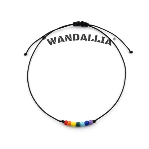 WANDALLIA Bransoletka Sznurkowa Czarna Koralik Makrama Regulowana BRN-SZN-3