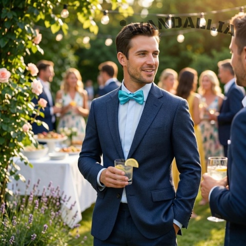 WANDALLIA Niebieska Gładka Mucha do Garnituru Koszuli Męska Ślubna MCH-M-14